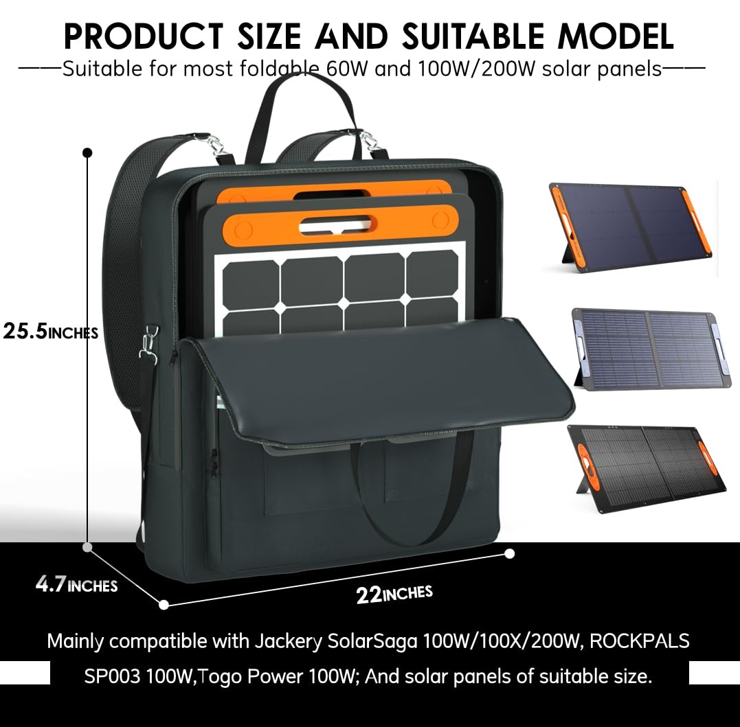MD34 Solar Panel Storage Bag, Fits Jackery SolarSaga 100/100X/200W & Anker So…