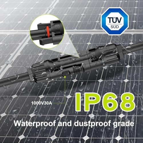 12AWG 10Ft Solar to Extension Cable, Tool-Free Solar Connector to-F XT60i 10FT