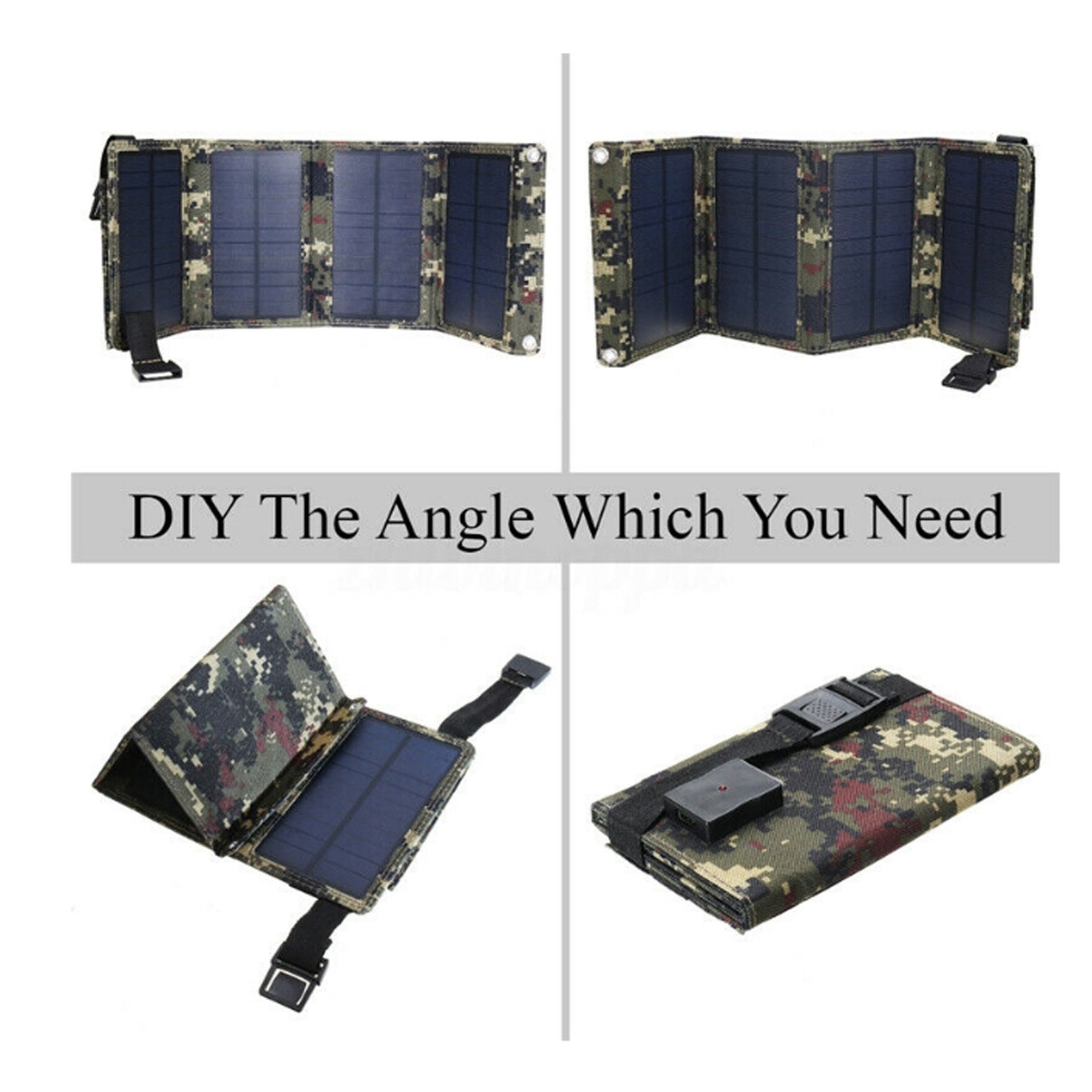 Portable 80W Folding Solar Panel Power Bank USB Battery Charger Waterproof