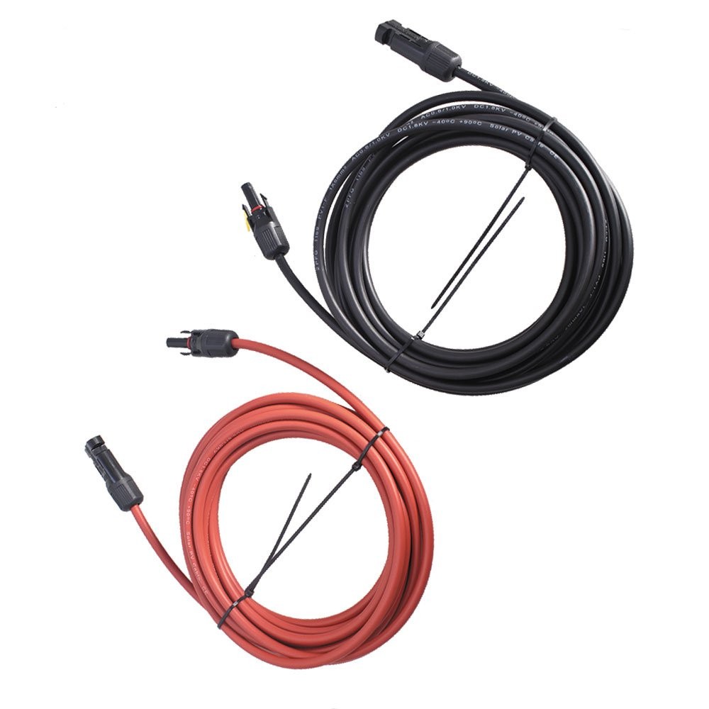1 Pair Black + Red 20FT Solar Panel Extension Cable 6mm²/10AWG Wire Connector
