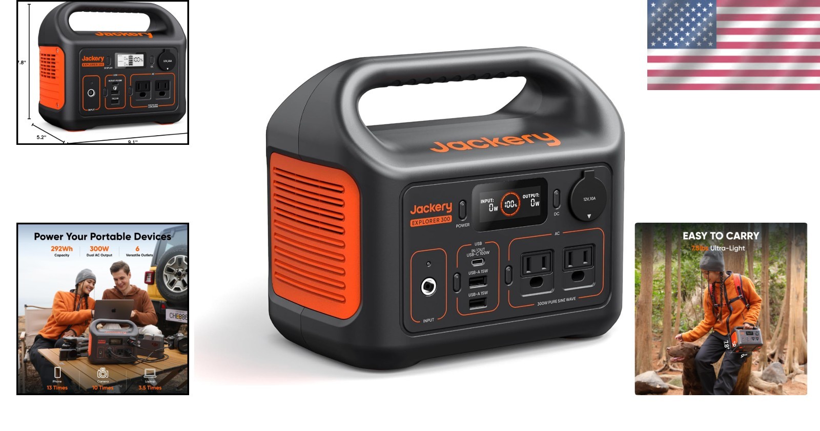 Explorer 300 Portable Power Station – 293Wh LiFePO4 Battery for Camping & Travel