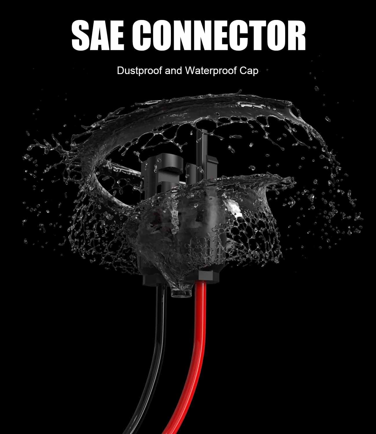 Solar Extension Cable – 10AWG, 30cm with 2 SAE Polarity Reverse Adapters