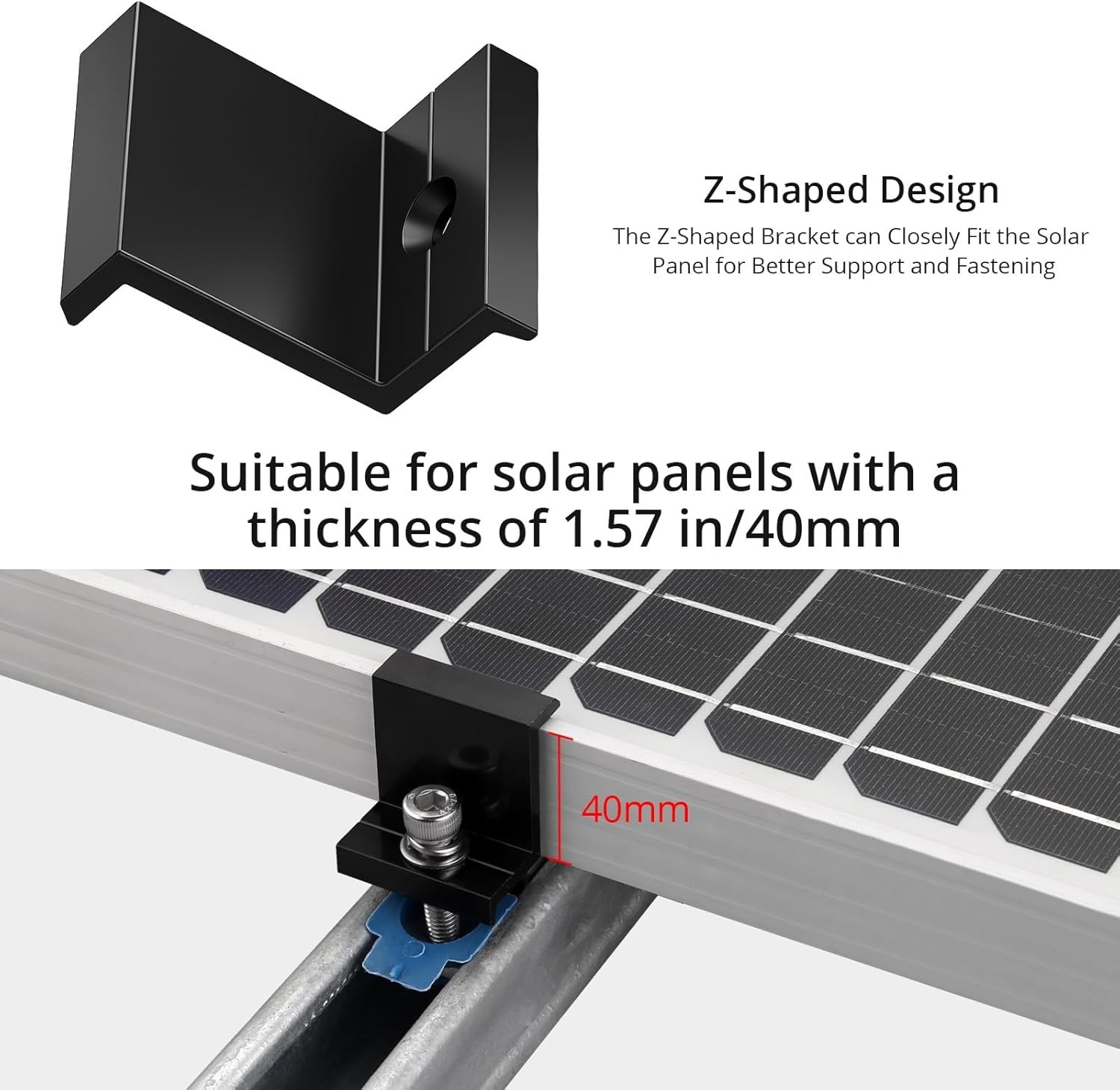 10pcs Solar Panel End Clamp for Standard Unistrut, Aluminum 1.57″ Solar Panel…