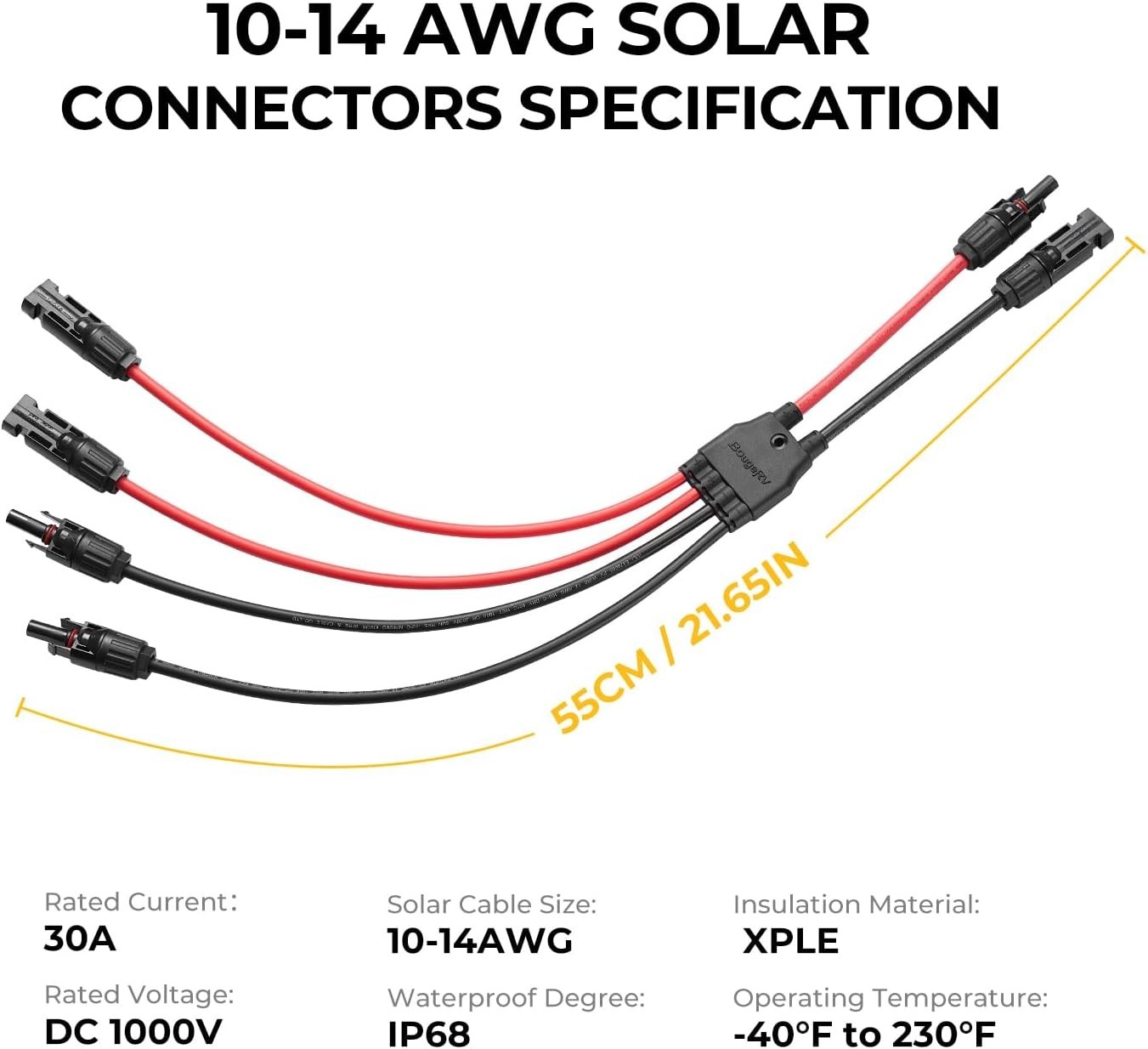 Safe and Reliable Solar Parallel Connectors for 2 Panels, Waterproof Design