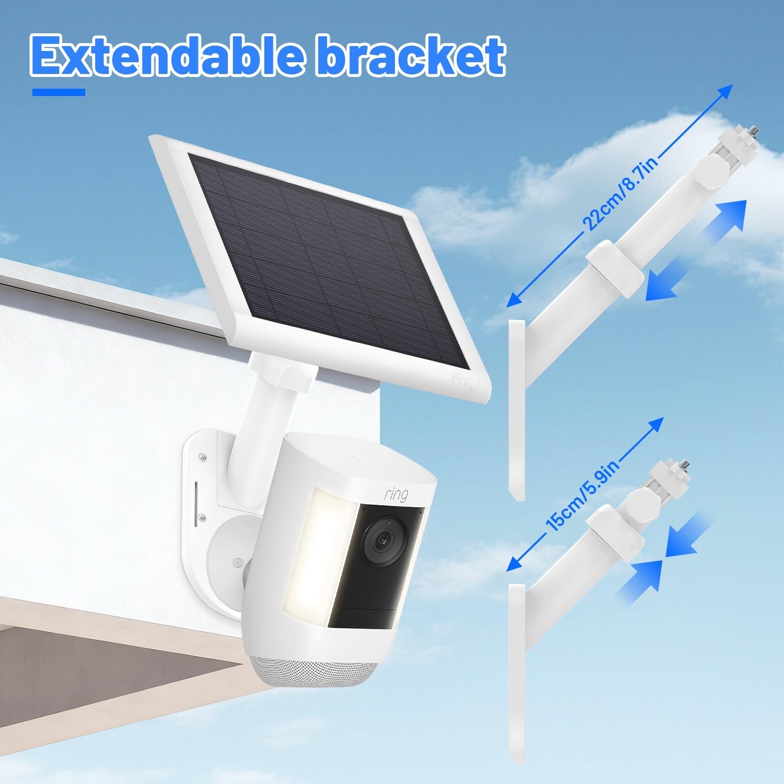 Universal 2-in-1 Adjustable Wall Mount for Solar Panels & Cameras – 360° Rotatio