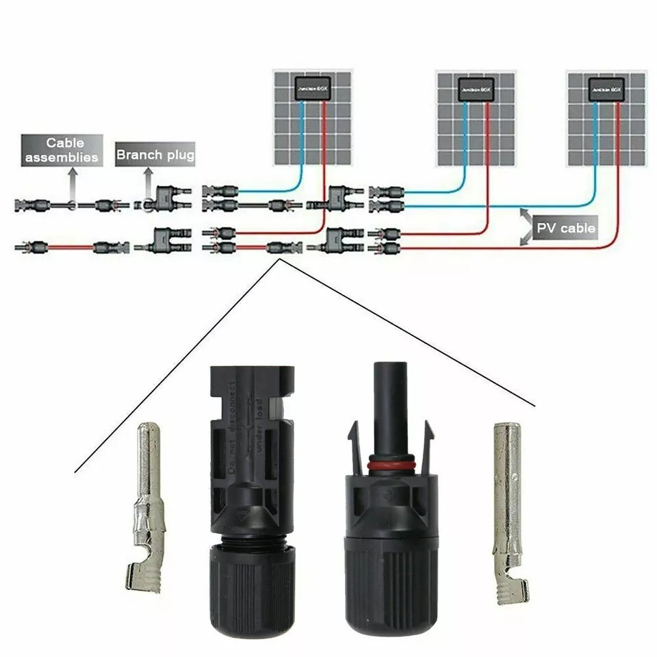 10 Pairs NEW Male + Female Fits MC4 Connector Wire – Solar Panel 30A Waterproof