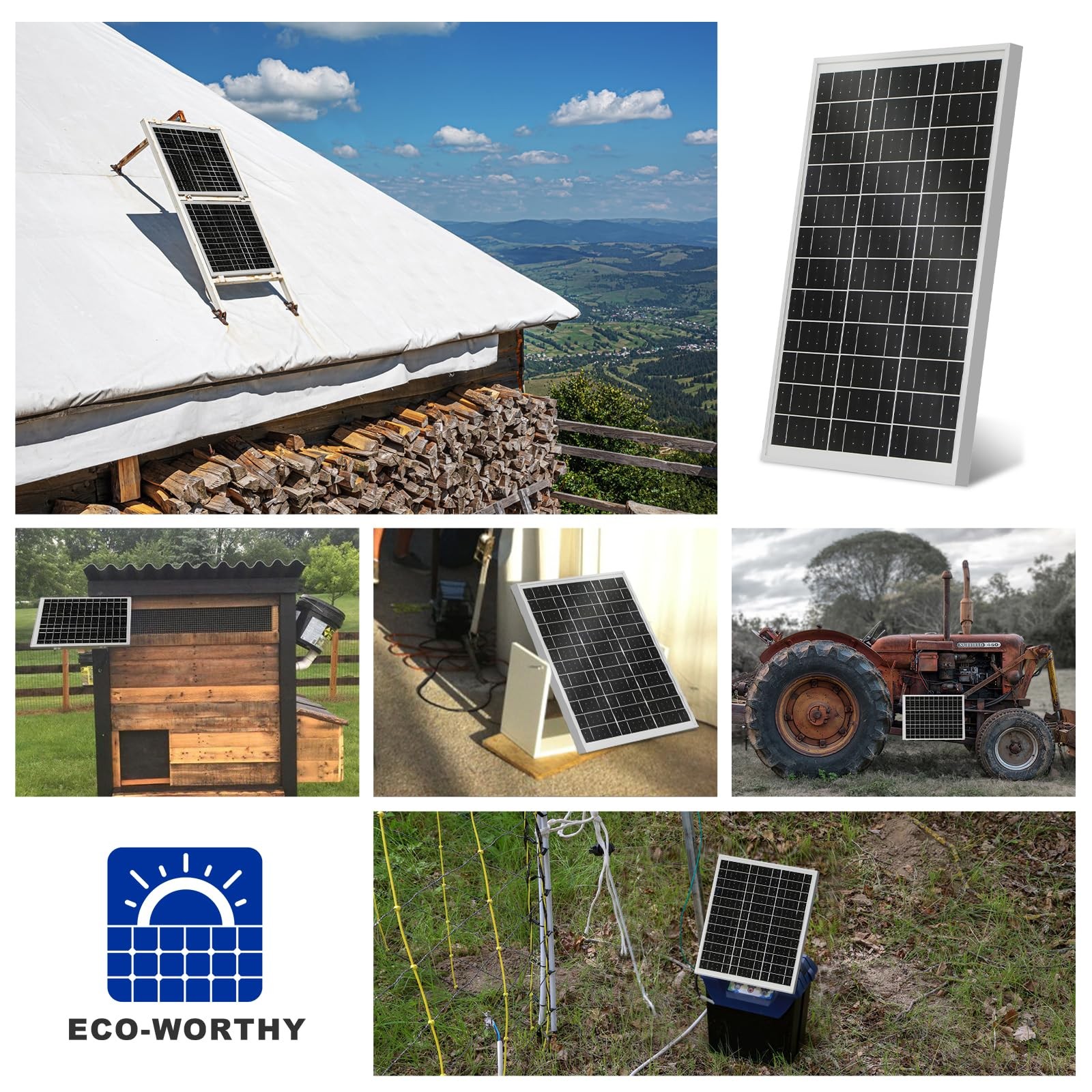 Eco-worthy Solar Panel 25W 18V Monocrystalline Waterproof Panel For Ch