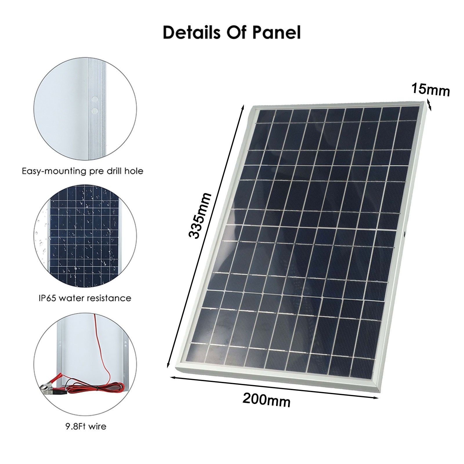 Eco friendly and Economical 15W 12V Solar Panel Kit with For Alligator Clip