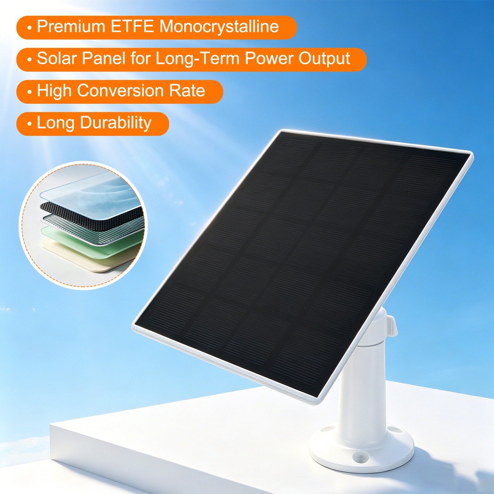 2 Pack of 5V 3W Solar Panel, Waterproof Dual Type-C/USB Solar Charger, White