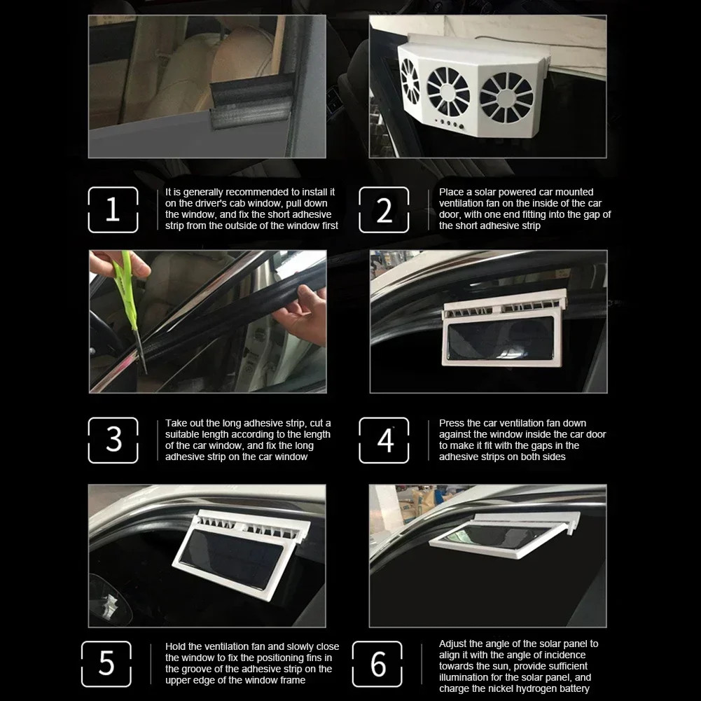 Custom Portable Fan Car Deodorization 3 Heads Auto Ventilation Fans Solar Chargi