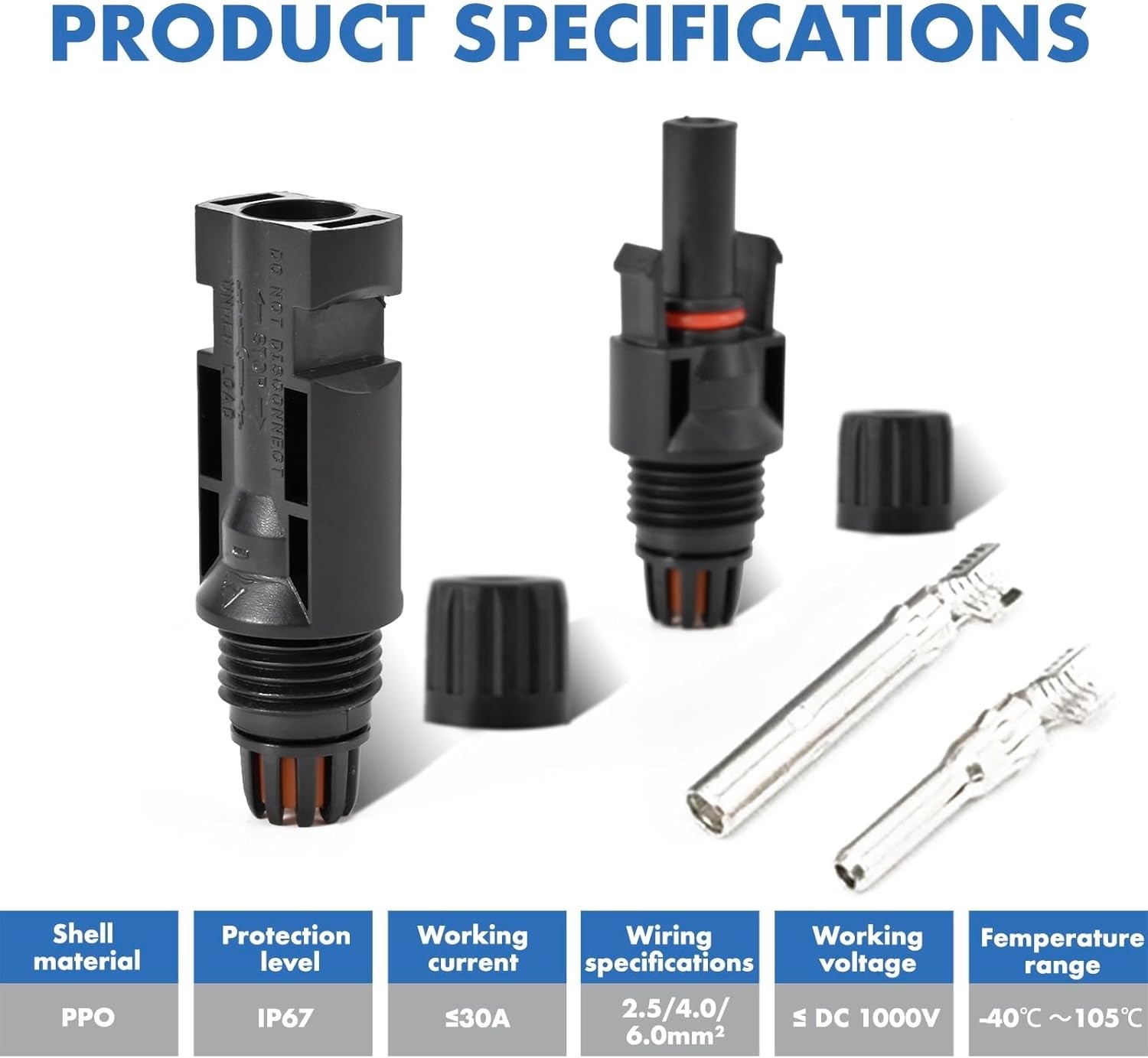 Durable 16 PCS Male/Female Solar Cable Connectors – Weather-Resistant & Reliable