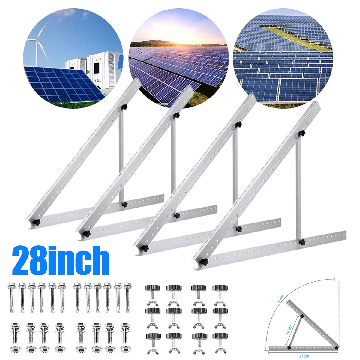 4x Solar Panel Stand Tilt Mount Brackets- Adjustable Angle for RV Roof Boat Roof
