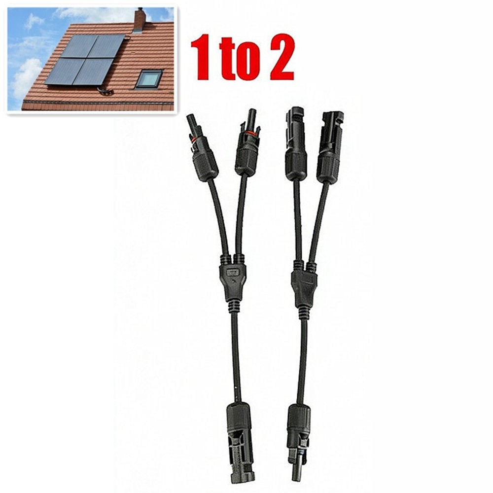 2x Solar Panel Y Branch Cable Connection Waterproof Adapter Connector Extension
