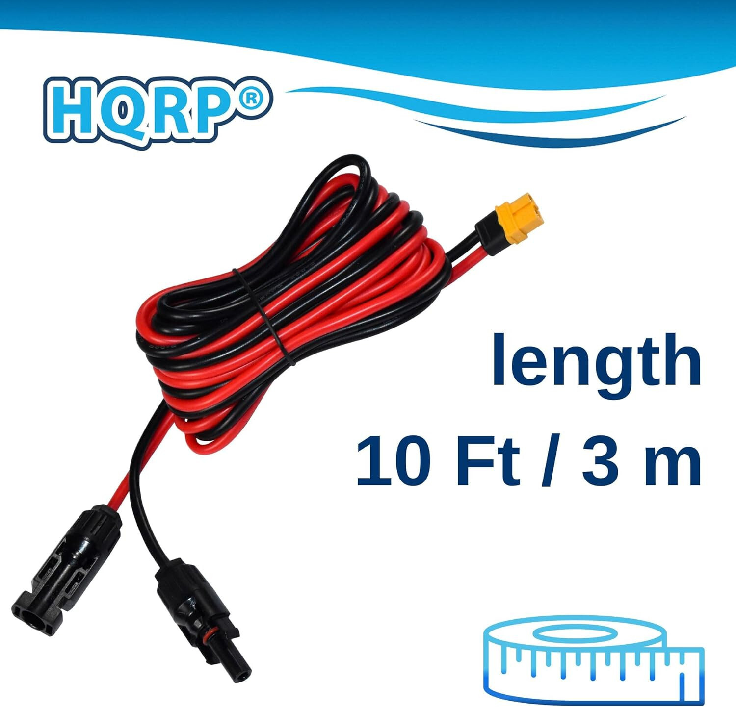 HQRP 10Ft Charge Extension Cable Solar Connector to XT60, 12AWG for Solar Panel