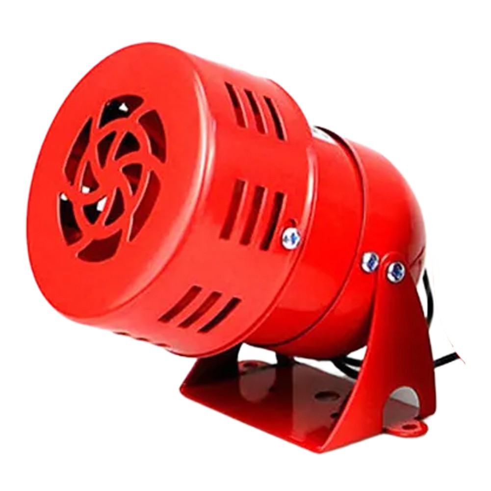 Red Alarm Siren with Motor Powered Sound for Wide Range Voltage Applications