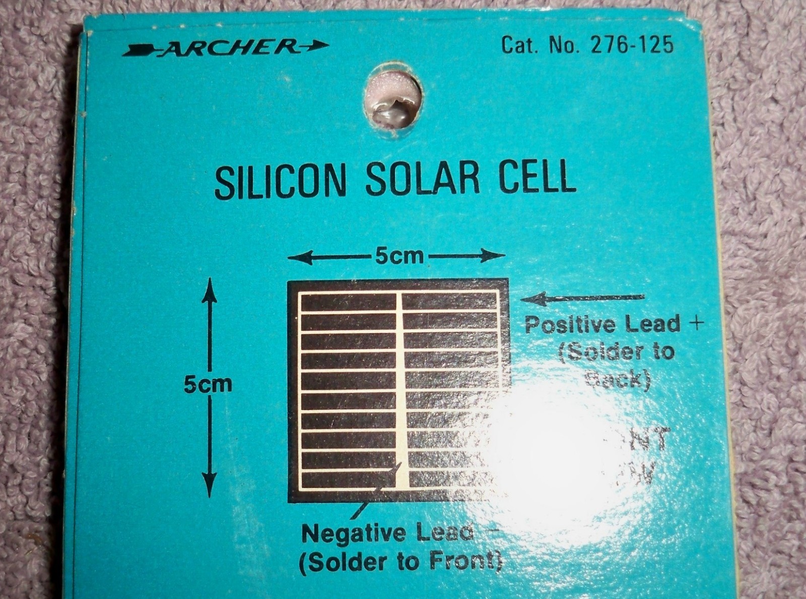 LOT of 5 VTG ARCHER Silicon Solar Cells 5x5cm / Radio Shack CAT No 276-125/ NOS