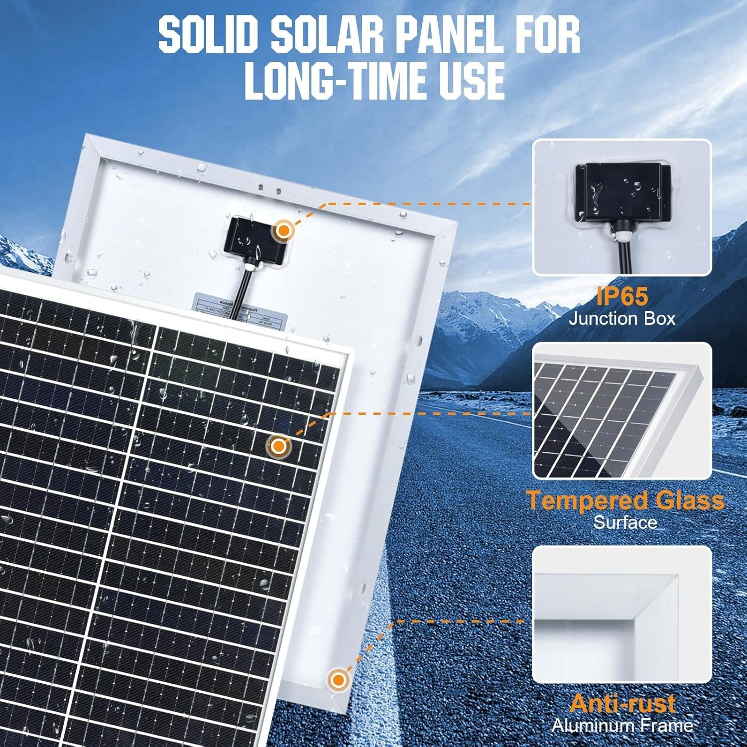 25W 12V Solar Battery Trickle Charger Maintainer, Waterproof Solar Panel + Adjus