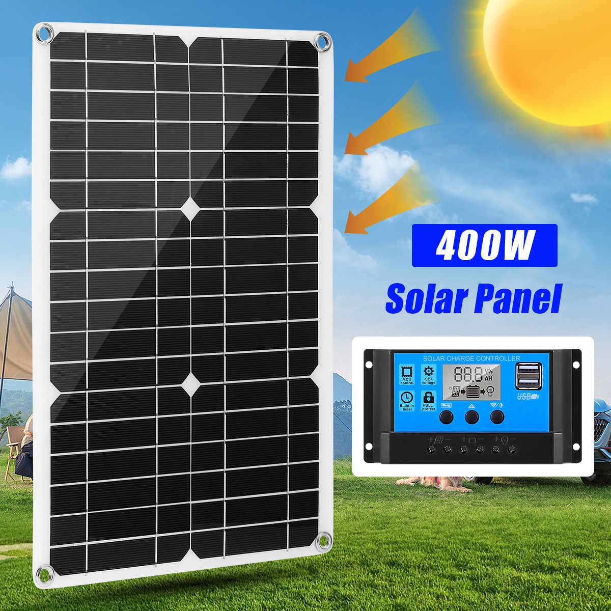 100W 12V Monocrystalline Solar Panel Kit,Waterproof w/ Controller for RV Camping