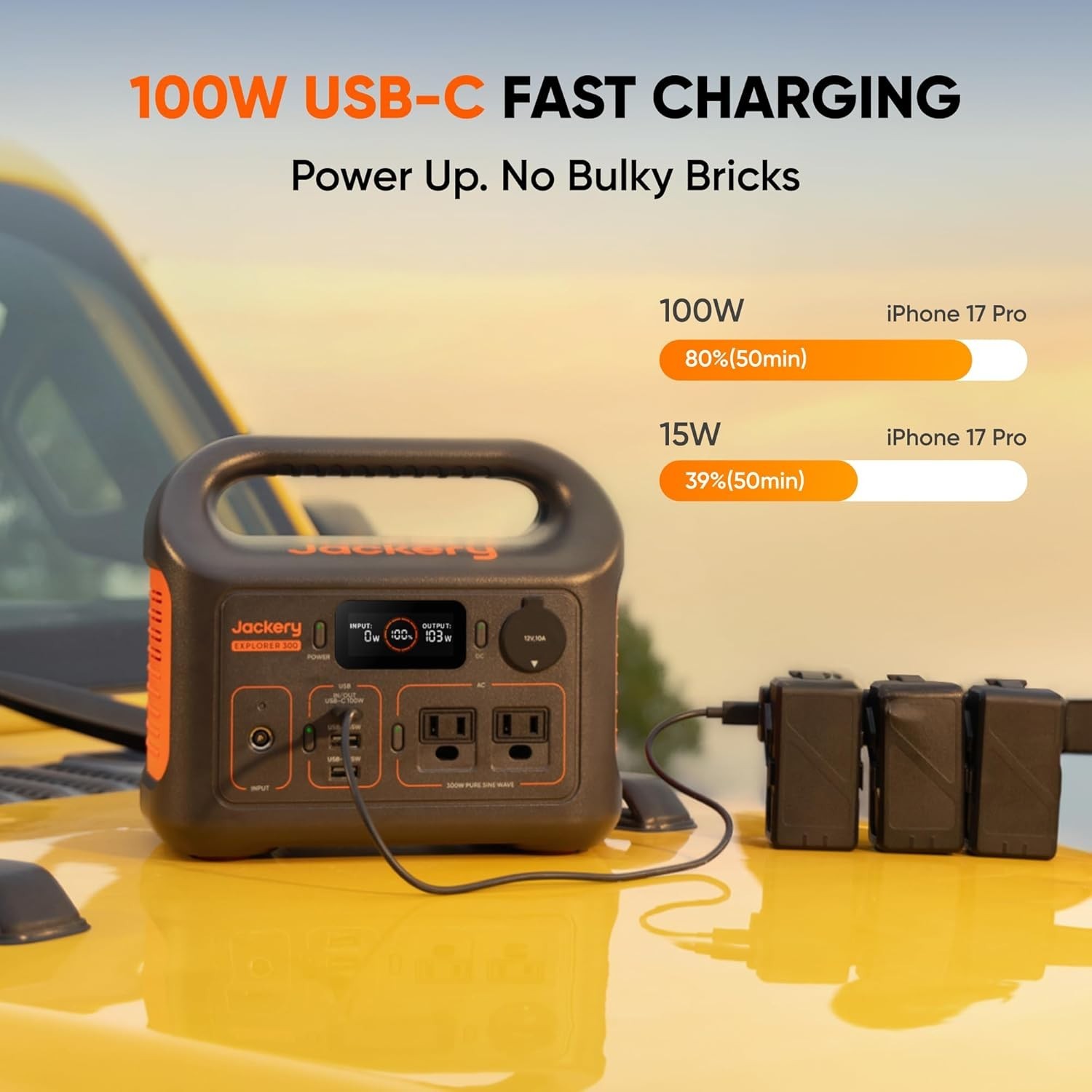 292Wh Explorer 300 Solar Generator – Lightweight, No Noise, Perfect for Camping