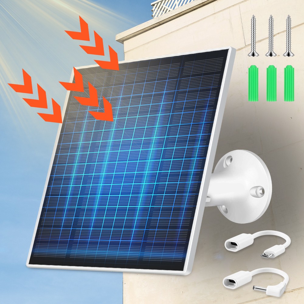 Solar Charging Panel Suitable for Outdoor Camera Battery Chargers Ring Doorbell