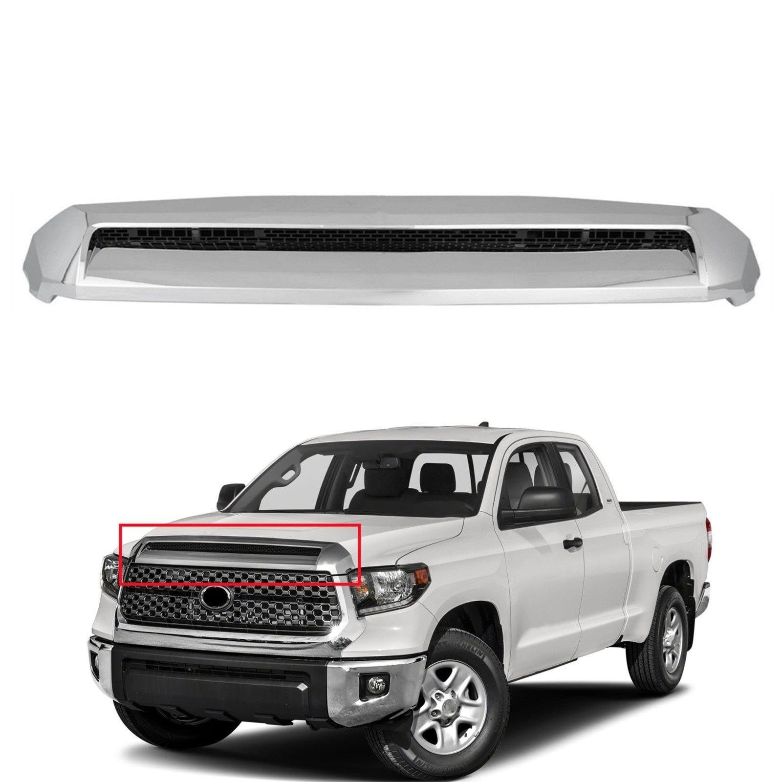 Front Upper Hood Molding Fit For 2014-2021 Toyota Tundra 14-21 Tundra Grill U…