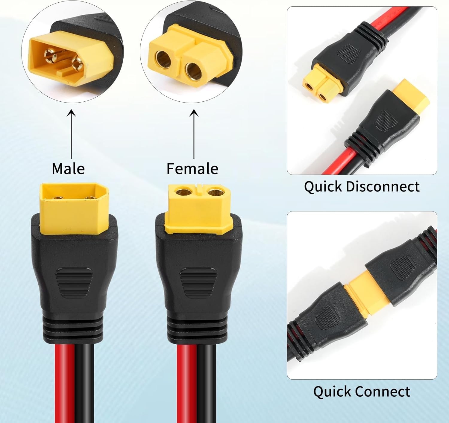 10AWG XT60 Extension Cable 20FT, XT60 Cable with Male to Female Connector for…