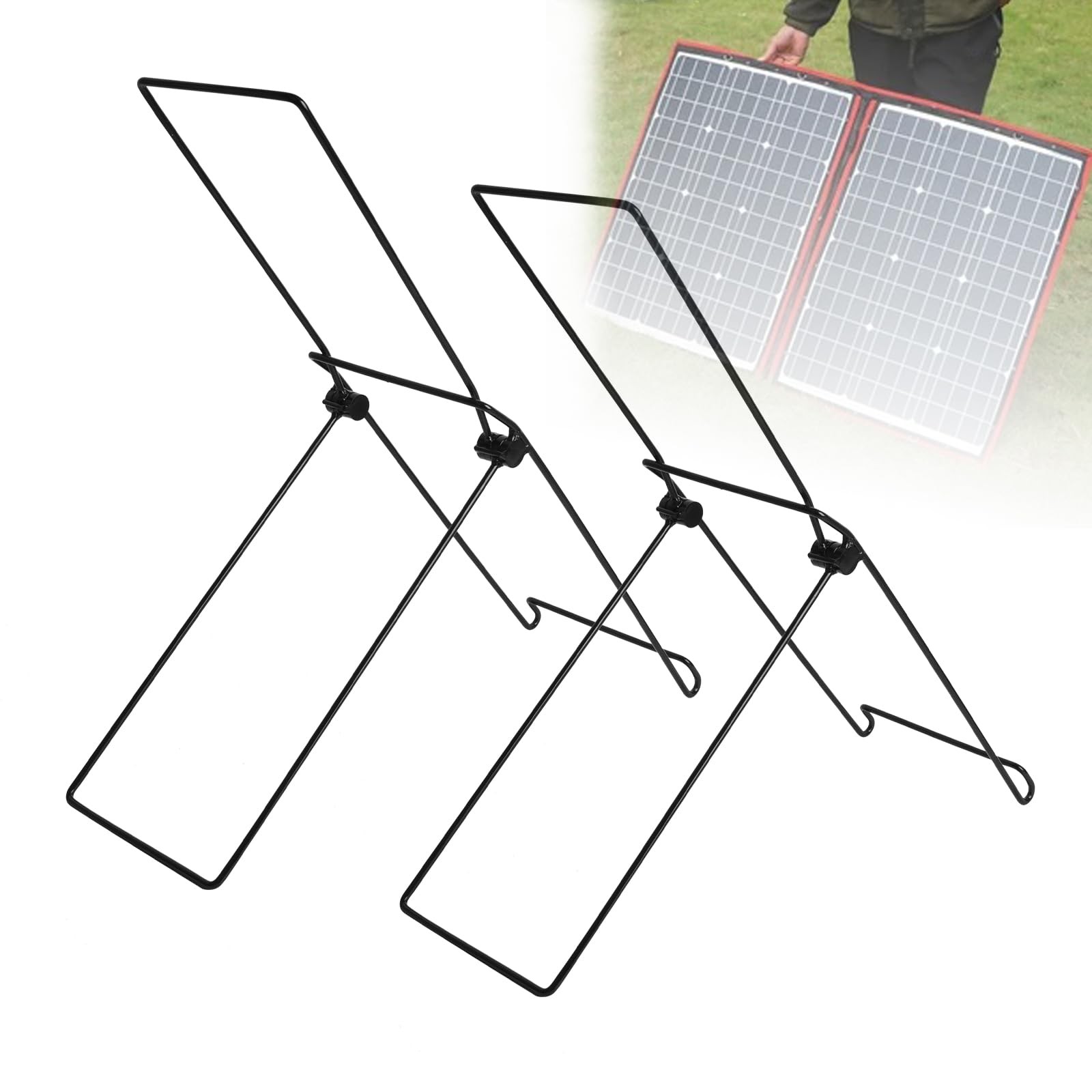 2 Pack Solar Panel Stand Folding Solar Panel Stand for RV Tent Balcony Camping