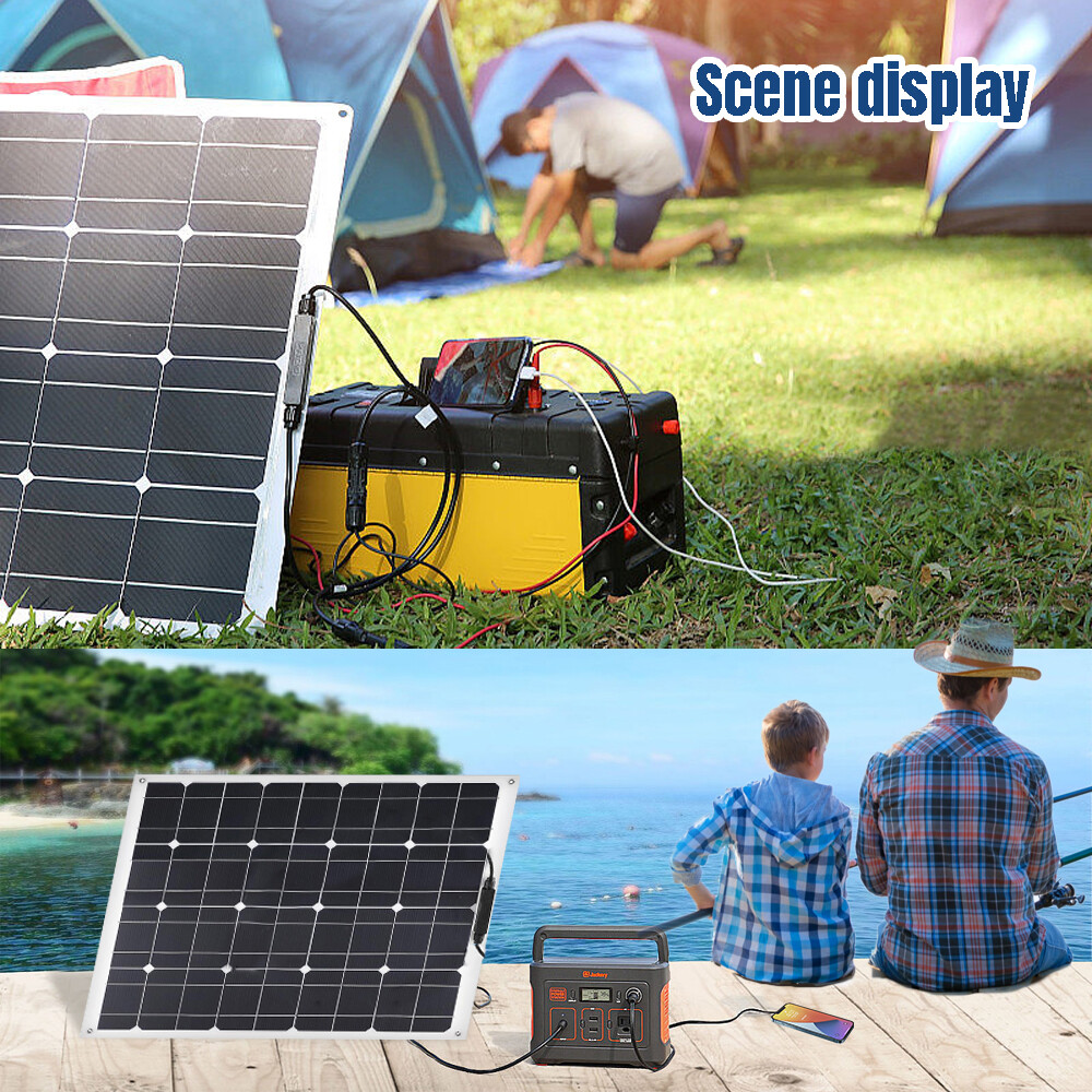 100 200W Flexible Solar Panel Mono 12V Home RV Boat Camping Power Battery Charge
