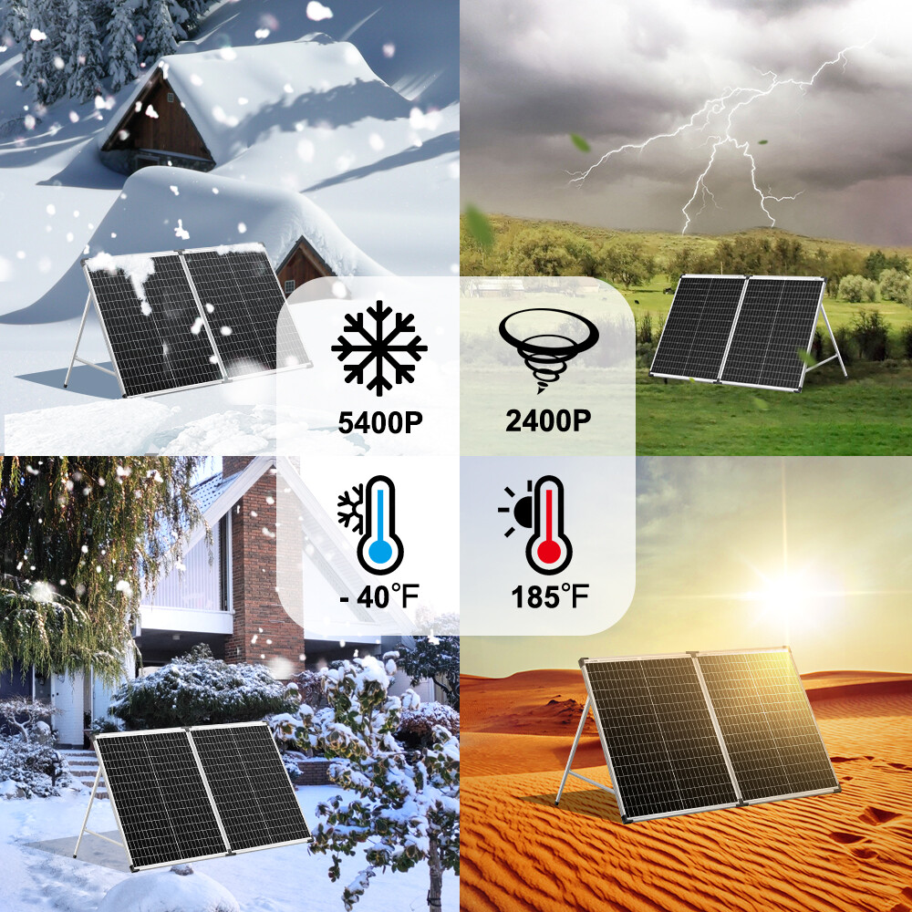 Mono 100W Folding 12V Rigid Solar Panel for Camping,Off-Grid,Battery Charging