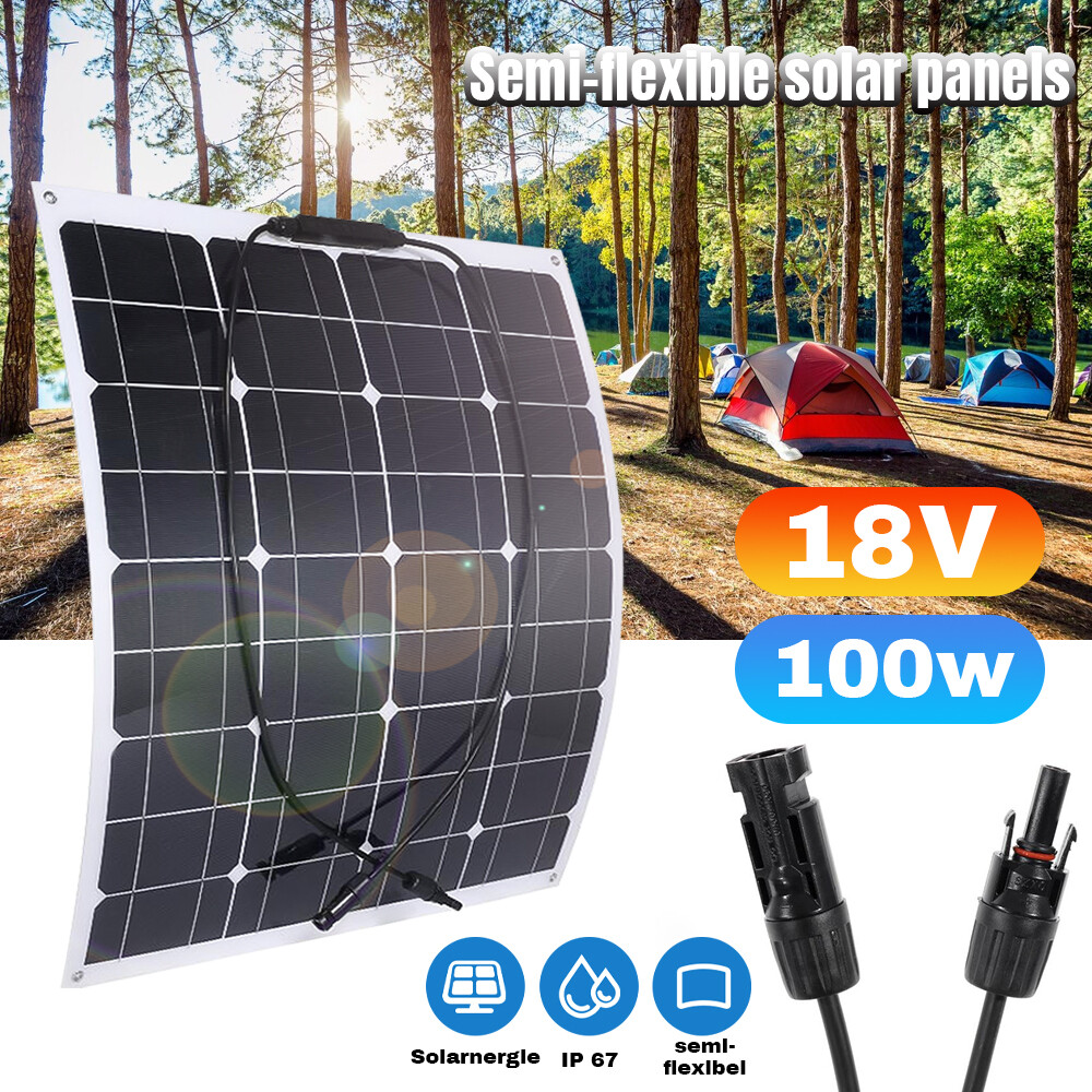 100 200W Flexible Solar Panel Mono 12V Home RV Boat Camping Power Battery Charge