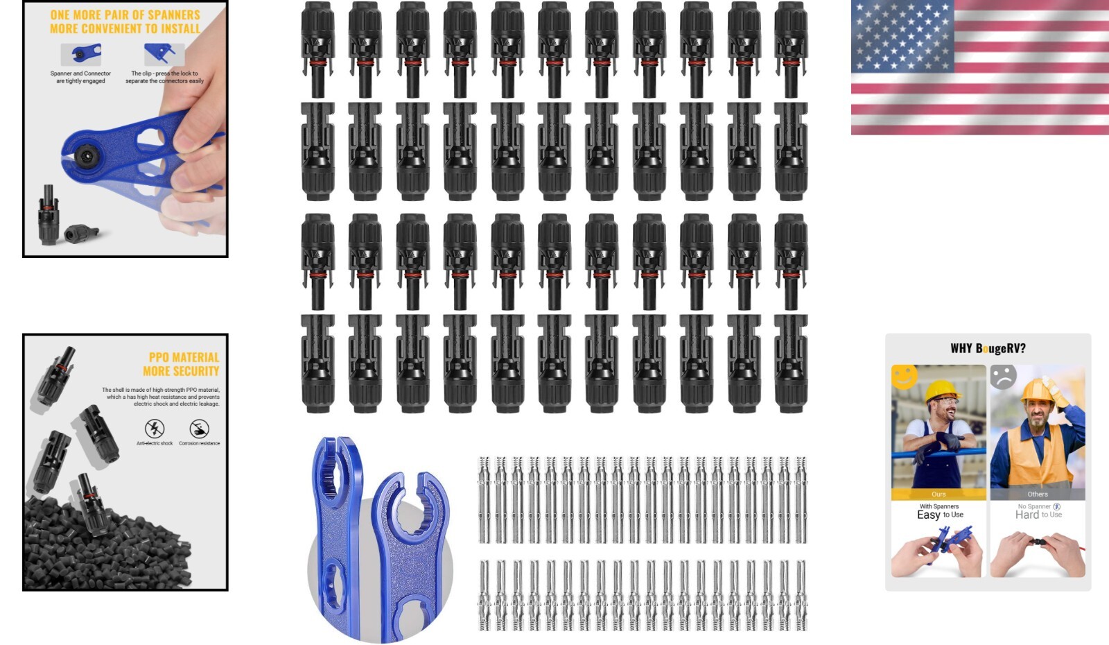 Durable 44PCS Solar Connectors with Spanners – Waterproof & Easy Install