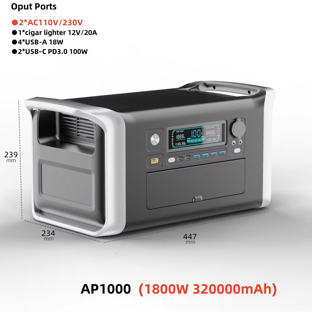 1800W Solar Generator LiFePO4 BAT Power Station for Outages Camping Outdoor Acti