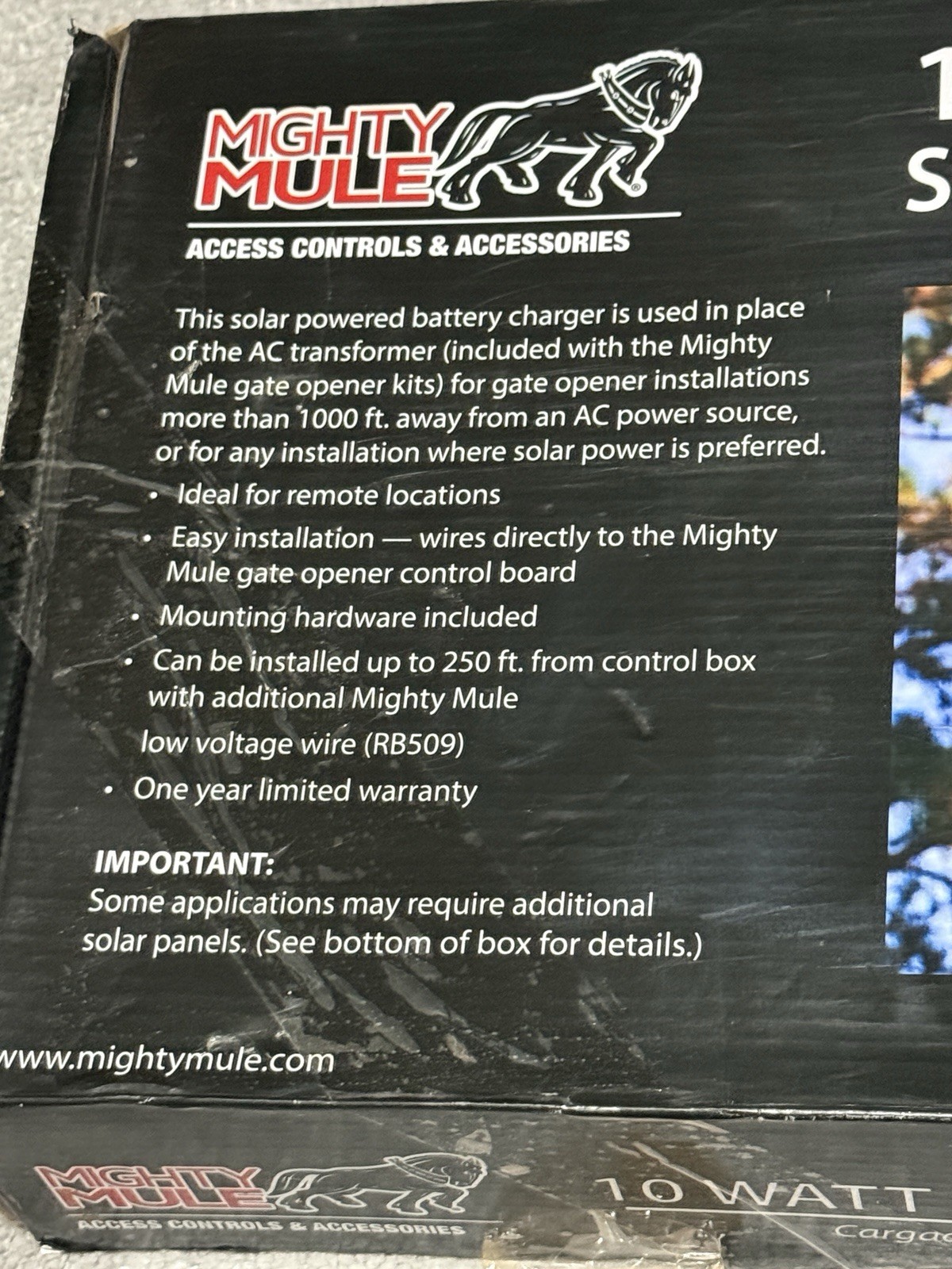 Genuine Mighty Mule Solar Panel Gate Opener FM123 10 Watt Solar Panel – Unused
