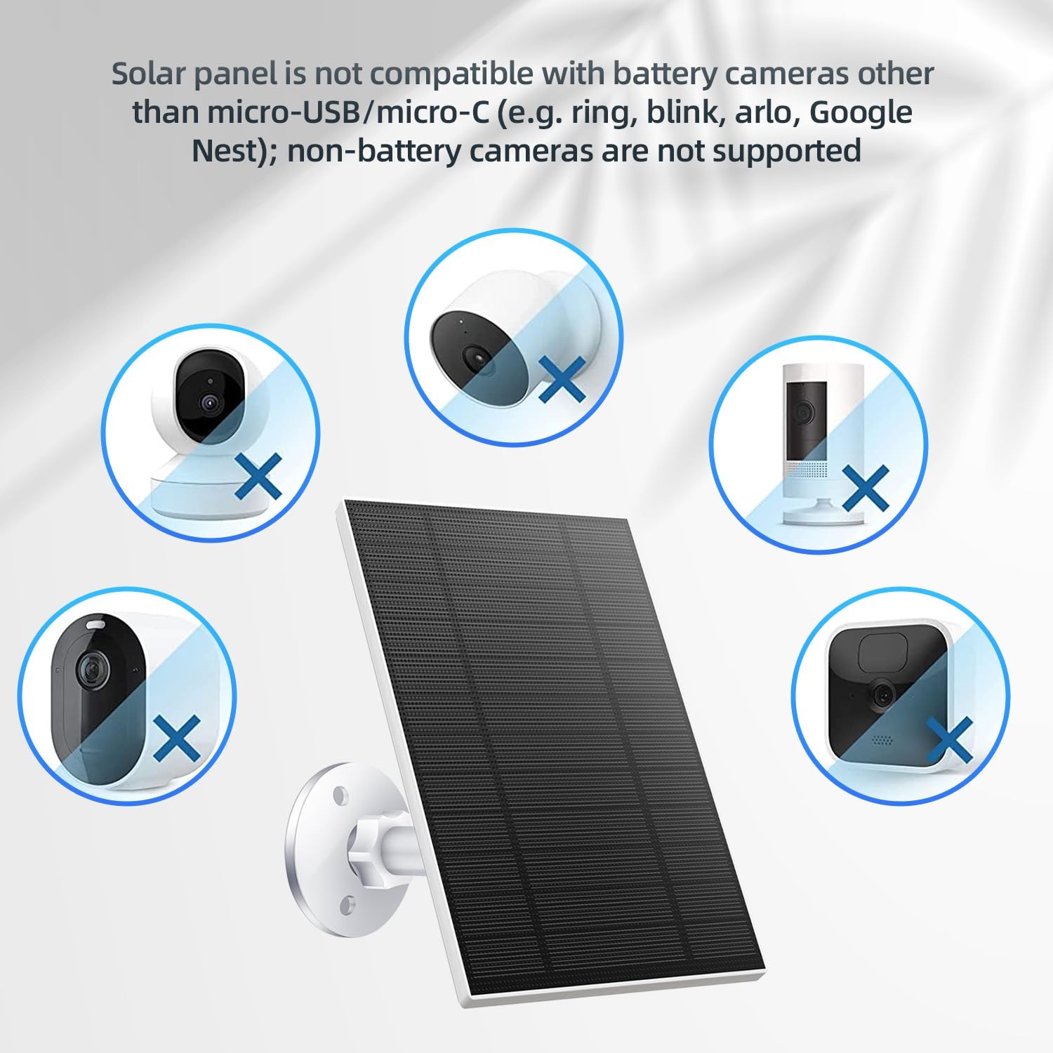 5W Solar Panel for Security Camera, Solar Panel with Micro USB & USB-C Port f…