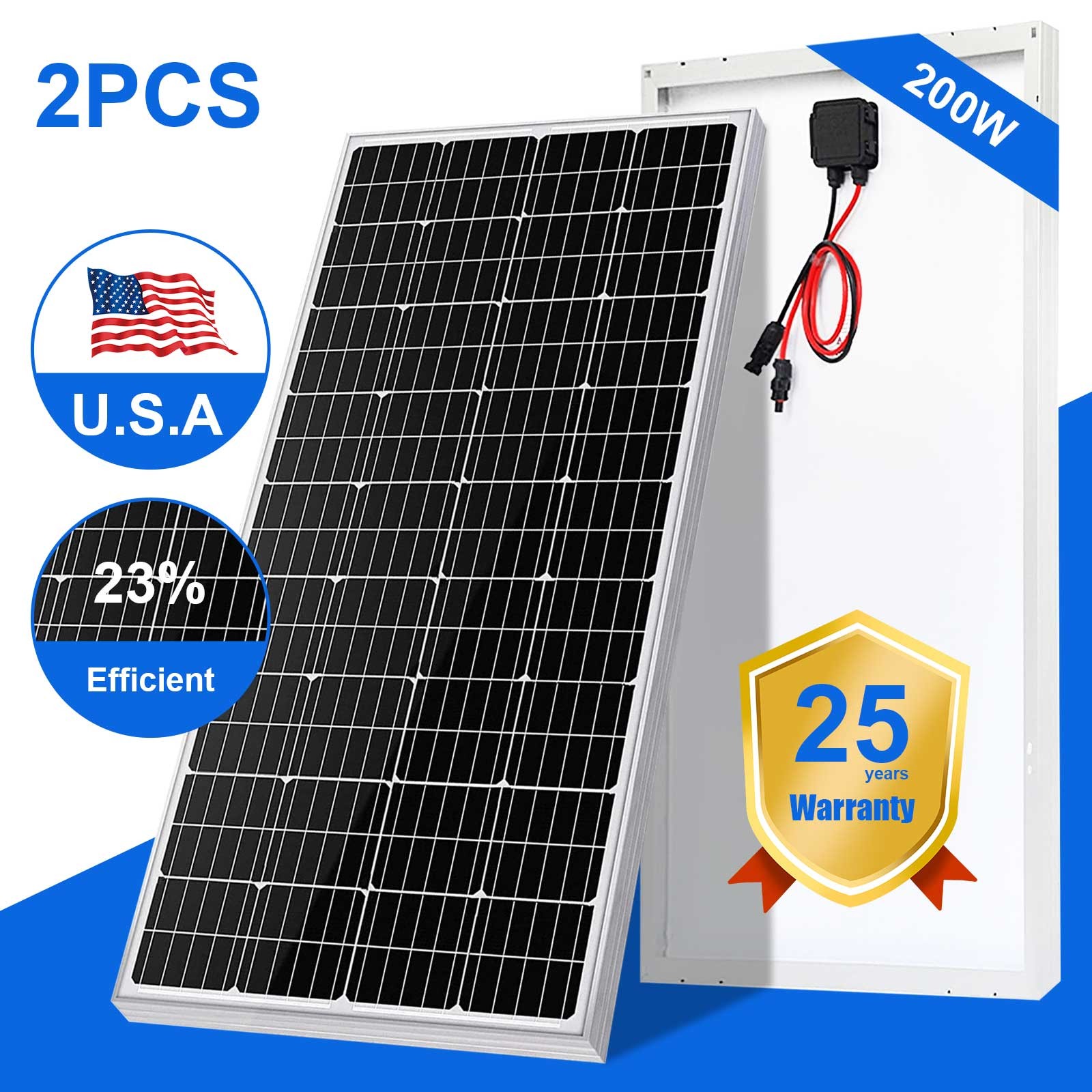 400 Watt 12V Monocrystalline Solar Panel For Battery Charge Boat Rooftop 2X 200W
