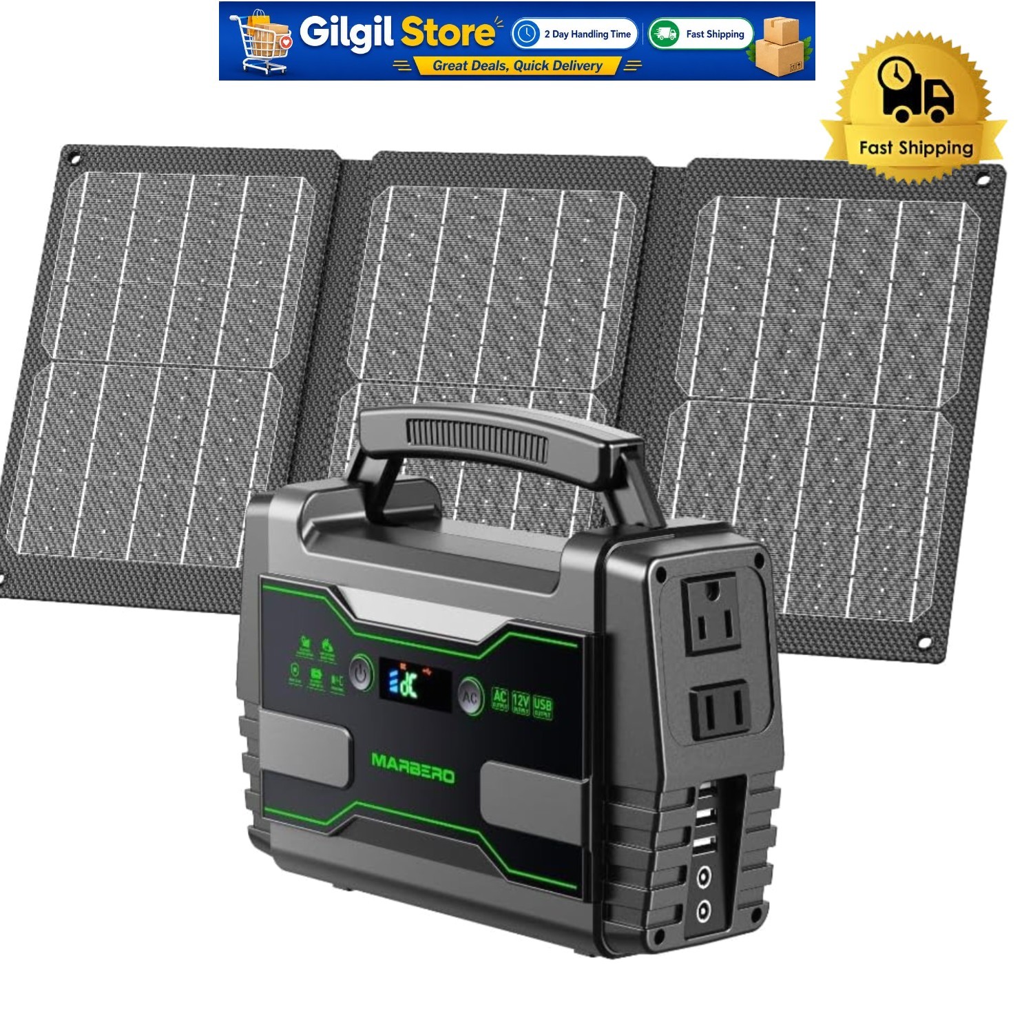 Lightweight 155Wh Solar Power Station with Fast QC3.0 USB Charging & LCD Display