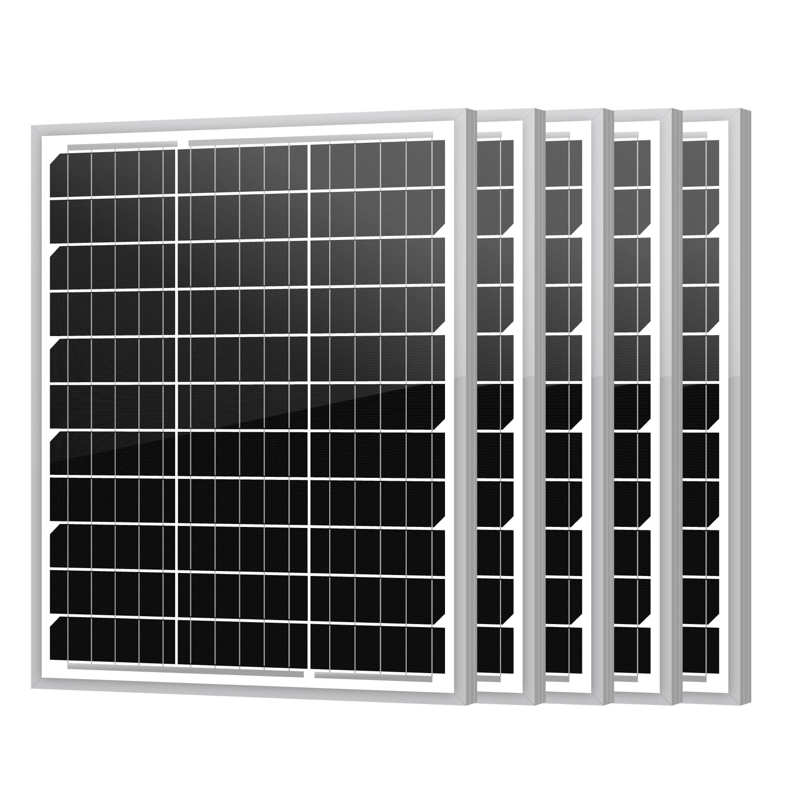 Newpowa 5-Pack 20W(Watts) 12V(Volts) 10BB Solar Panel Monocrystalline PV Modu…
