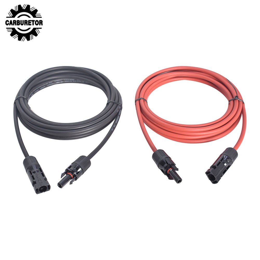 Black And Red Solar Panel Extension Cable Wire Connector 12AWG 1 Pair 10FT