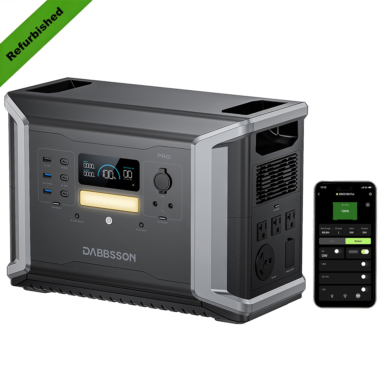 Dabbsson 2150Wh 2400W Portable Power Station LiFePO4 Battery For Home Backup