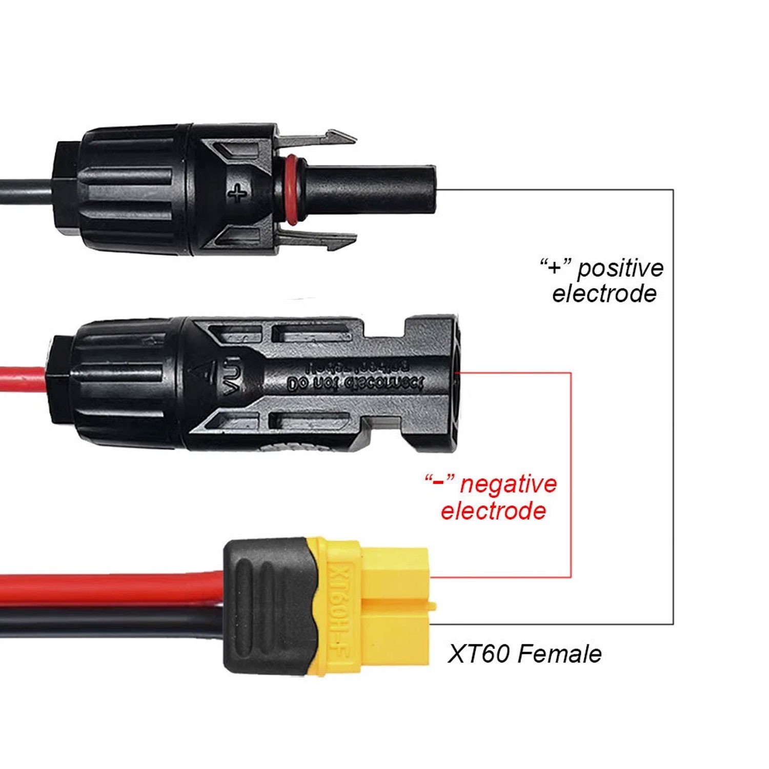 12 AWG XT60 Female to Solar Connector Extension Cable Wire for Solar Generator