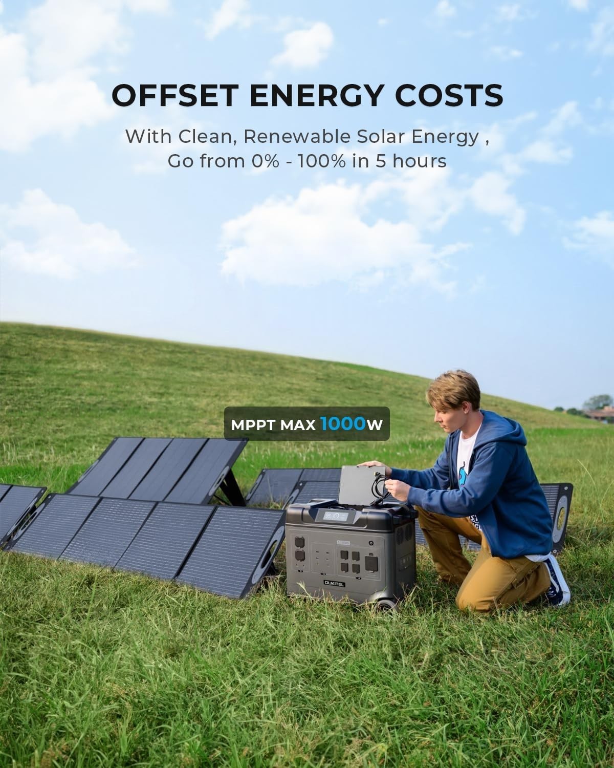 OUKITEL 5120Wh Solar Generator 3600W Power Station 5x3600W AC Output-6000W Surge