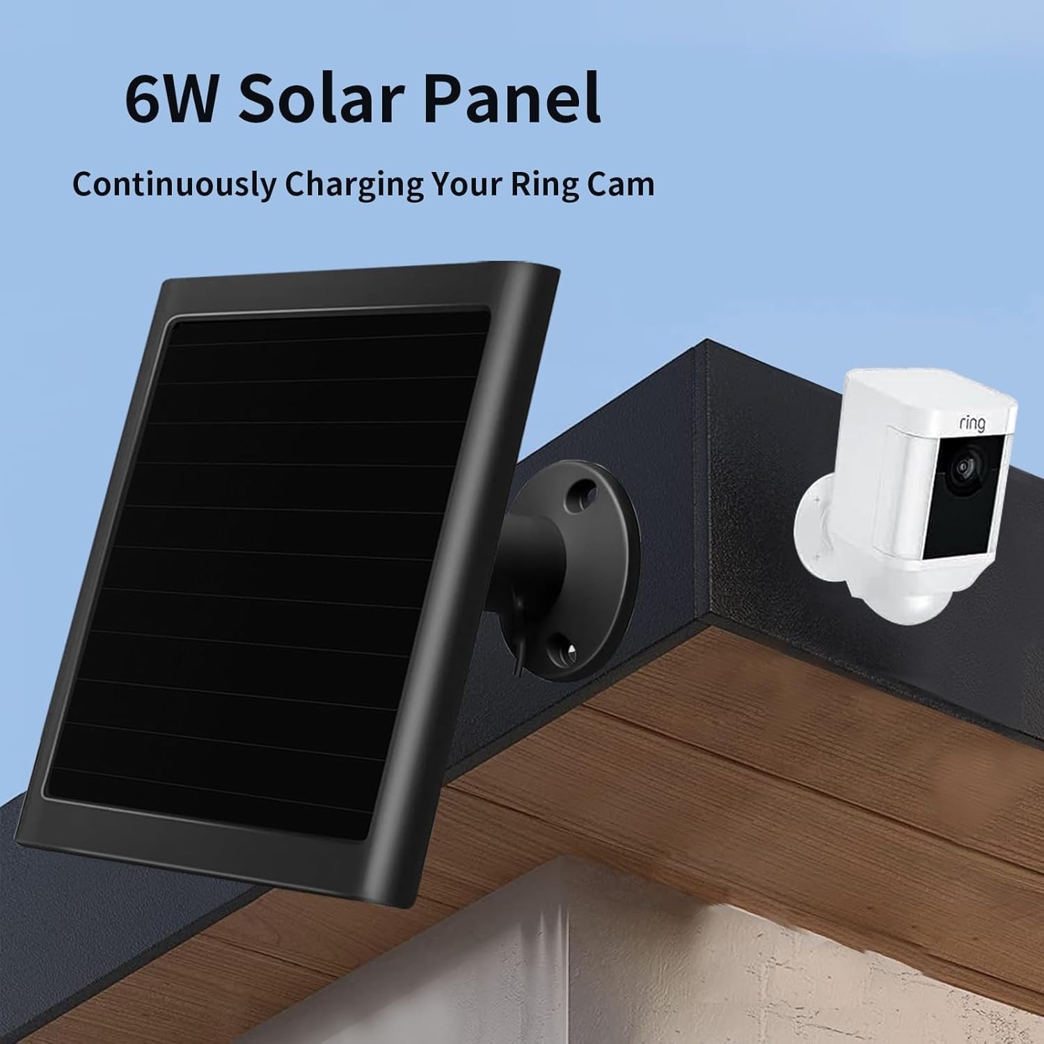 6W Solar Panel Charger for Ring Camera, Compatible with Ri ng Stick Up Camera an
