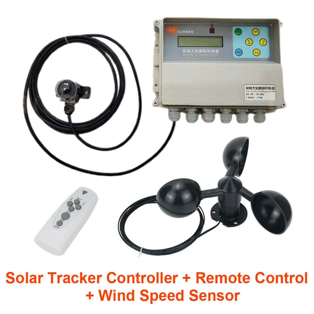 Dual Axis Solar Tracker Controller Auto Solar Tracking Kits w/ Wind Speed Sensor