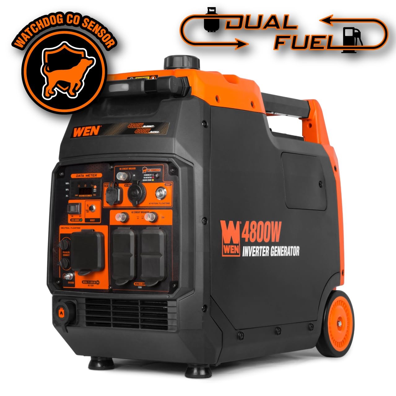 WEN Quiet and Lightweight 4800-Watt Dual Fuel RV-Ready Electric Start Portable