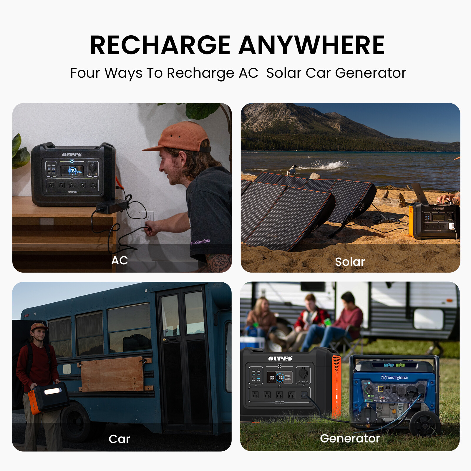 OUPES 2400w Portable Power Station 2400W/2232Wh Solar Generator LiFePO4 Battery