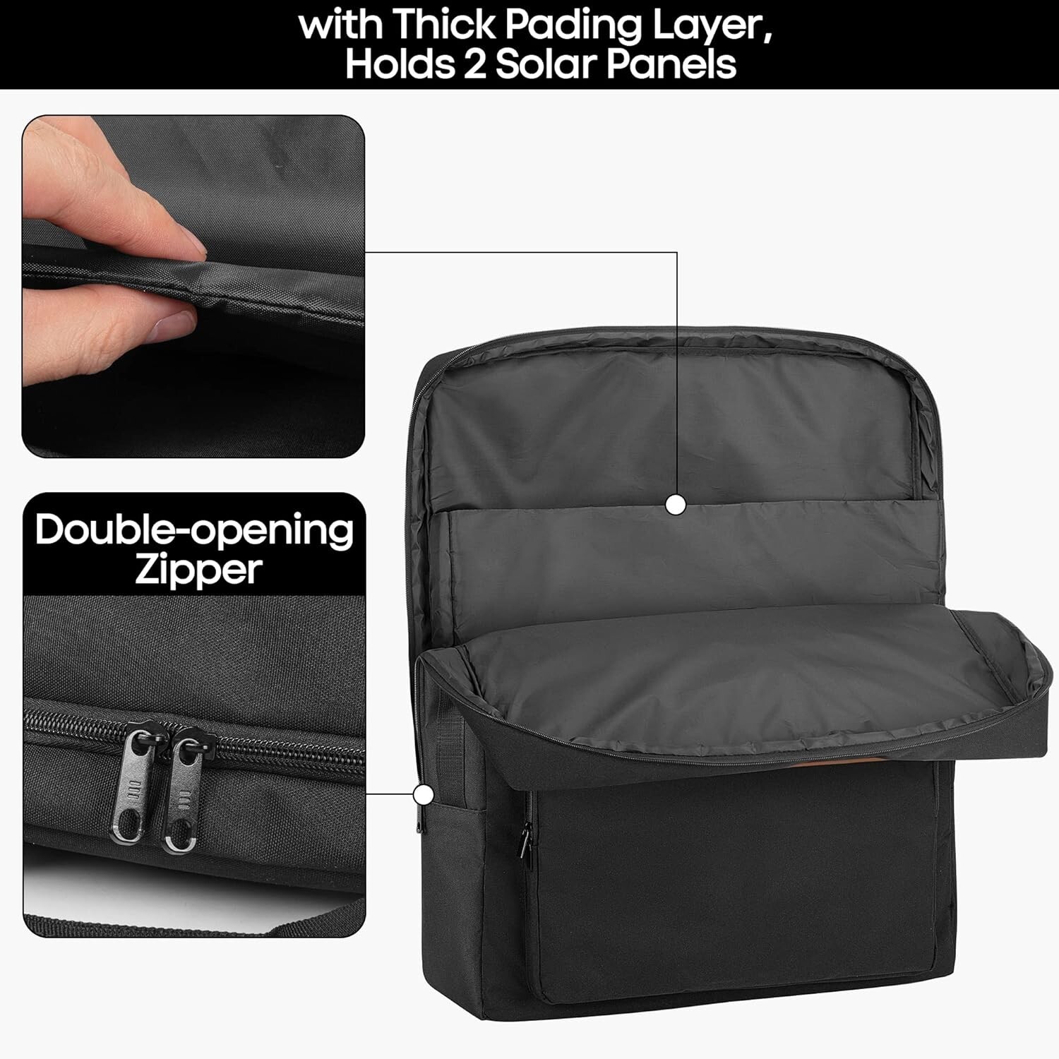 Portable Solar Panel Storage Bag for Jackery/ROCKPALS with Adjustable Straps