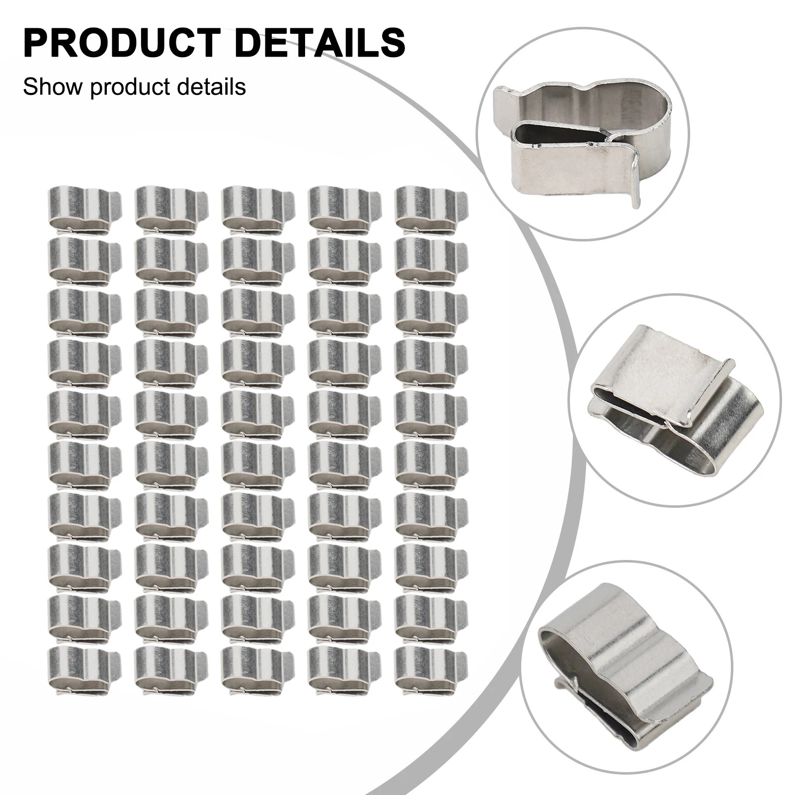 20/50Pcs Silver Solar PV Cable Stainless Steel Wire Clamp for 2X6Mm Solar Panel