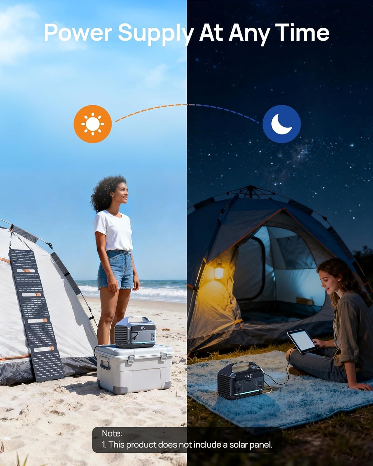 Portable Power Station, 288Wh (90,000mAh) LiFePO4 Battery, 350W (600W Peak) Powe