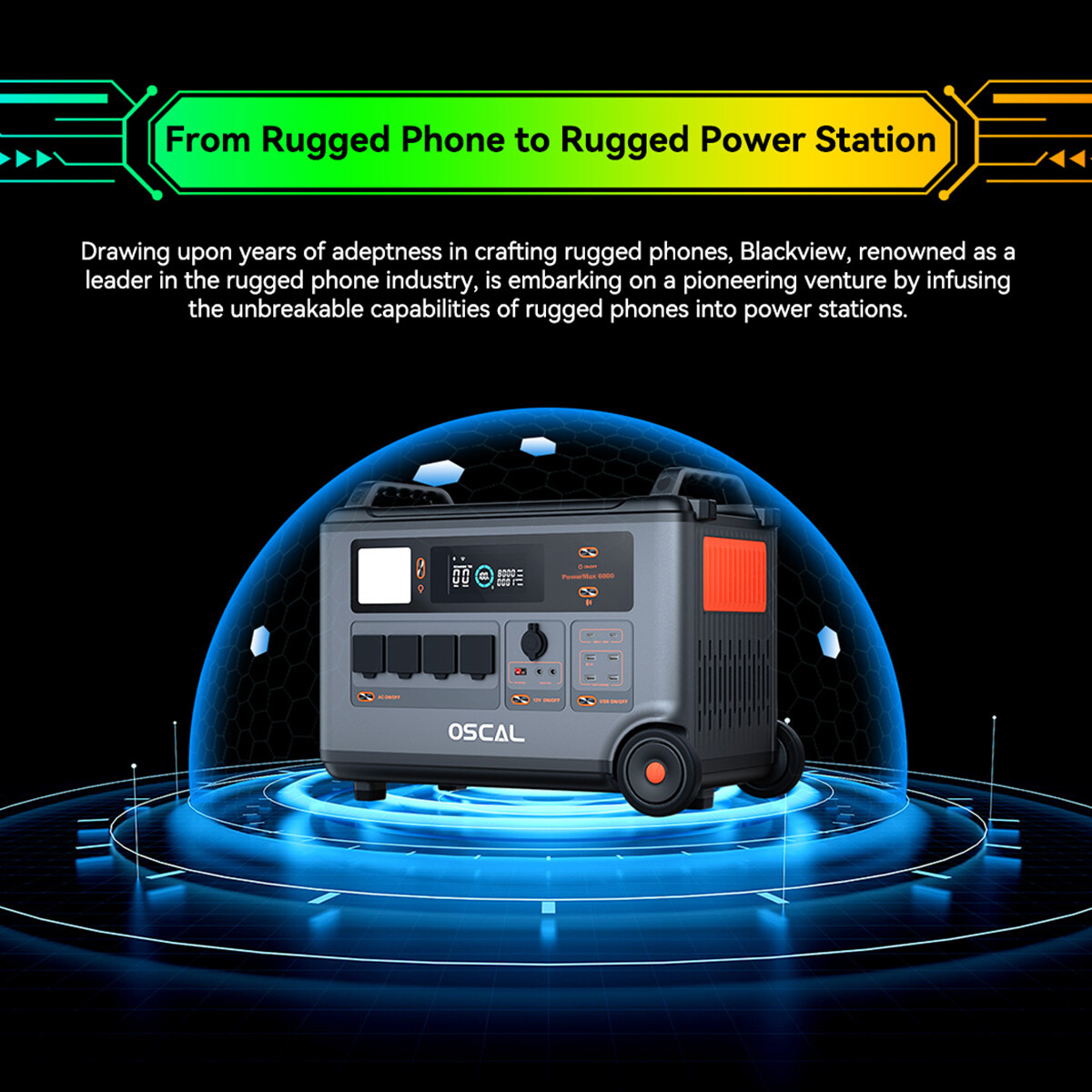 Blackview OSCAL Portable Power Station 6000W LiFePO4 Solar Generator 57600Wh Max