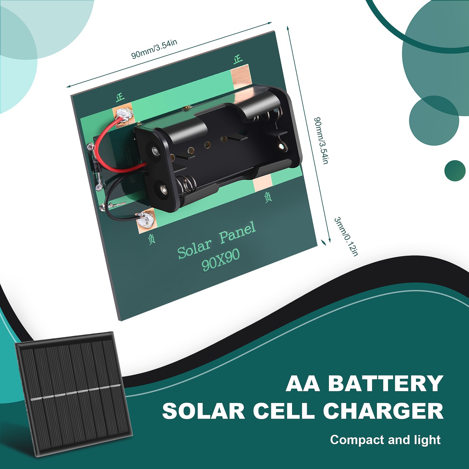 1W 4V Rechargeable AA Battery Solar Cell With Base For 2xAA Batteries1208